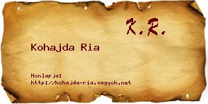 Kohajda Ria névjegykártya